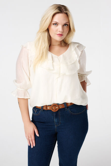 Blouse met ruches en pofmouwen Blouse met ruches en pofmouwen