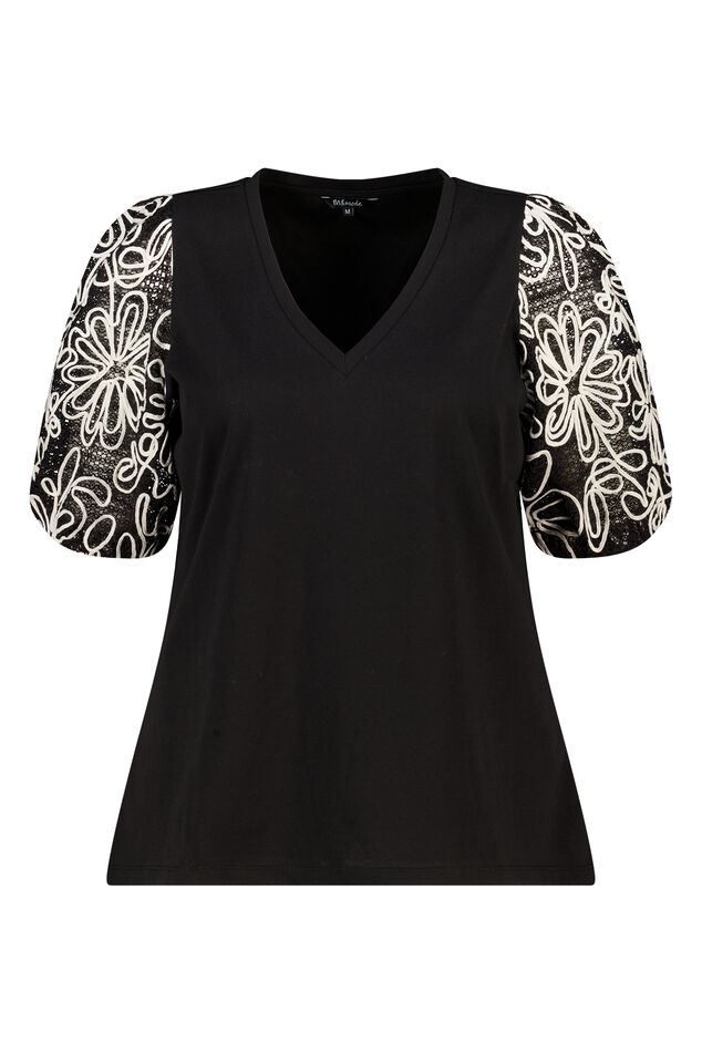 Top met broderie mouwen image number 1
