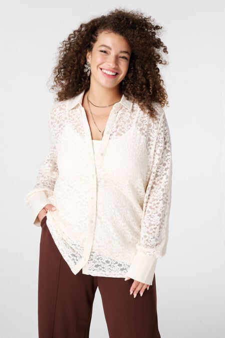 Jersey top met kant en pailetten Jersey top met kant en pailetten