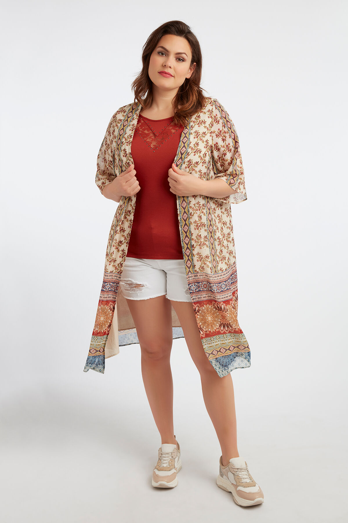 T-shirt met kanten details image number 6