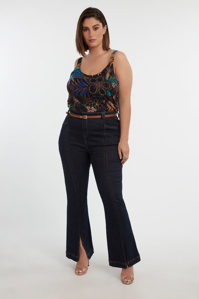 High waist jeans met splits image number 0