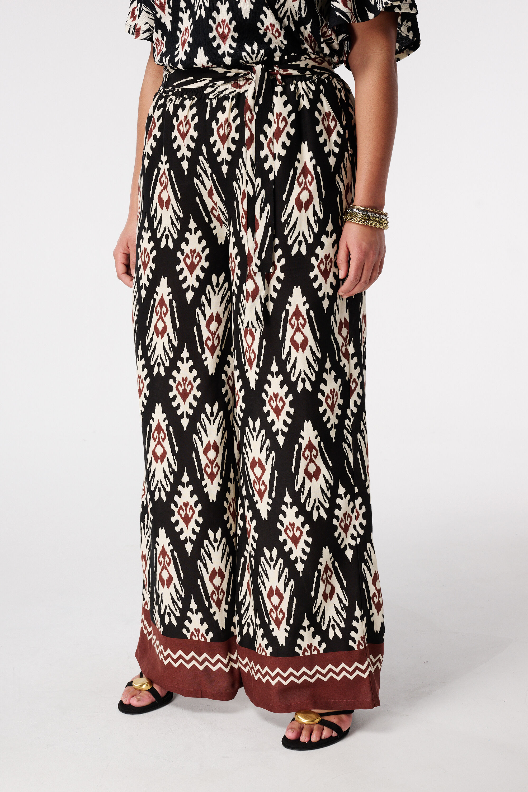 Wide leg broek met print image number 5