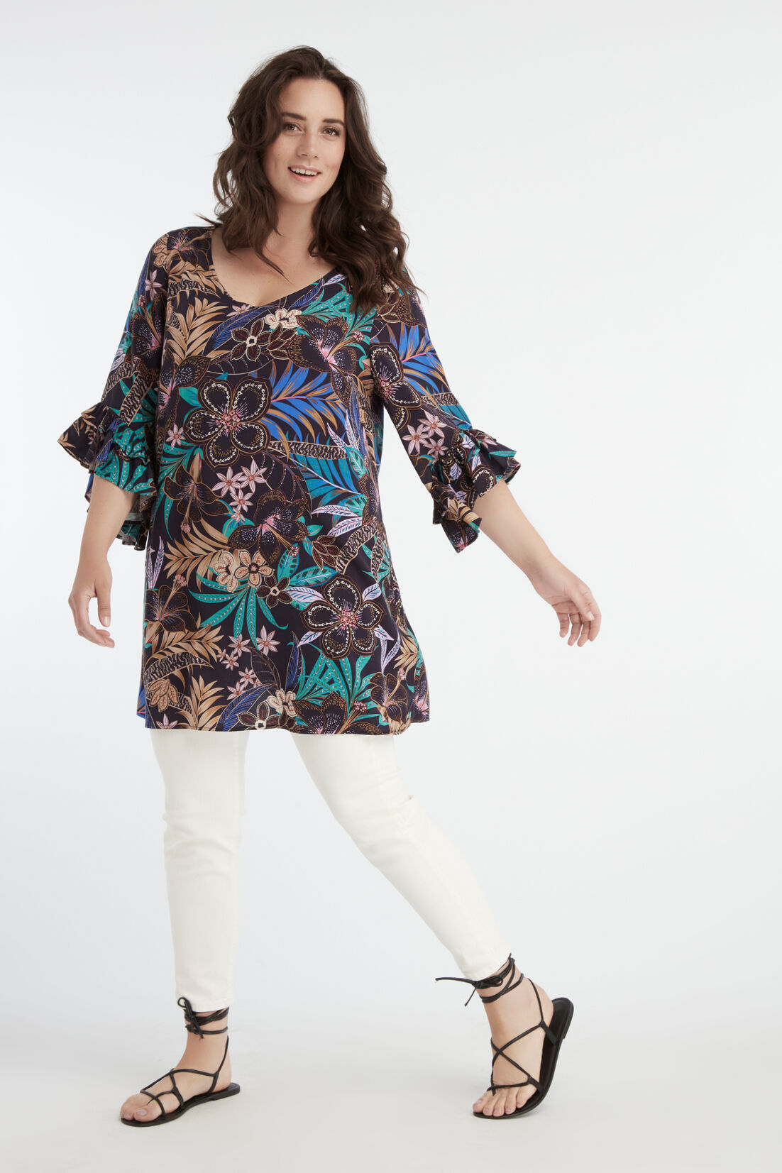 Lange blouse met bloemen print image number 5