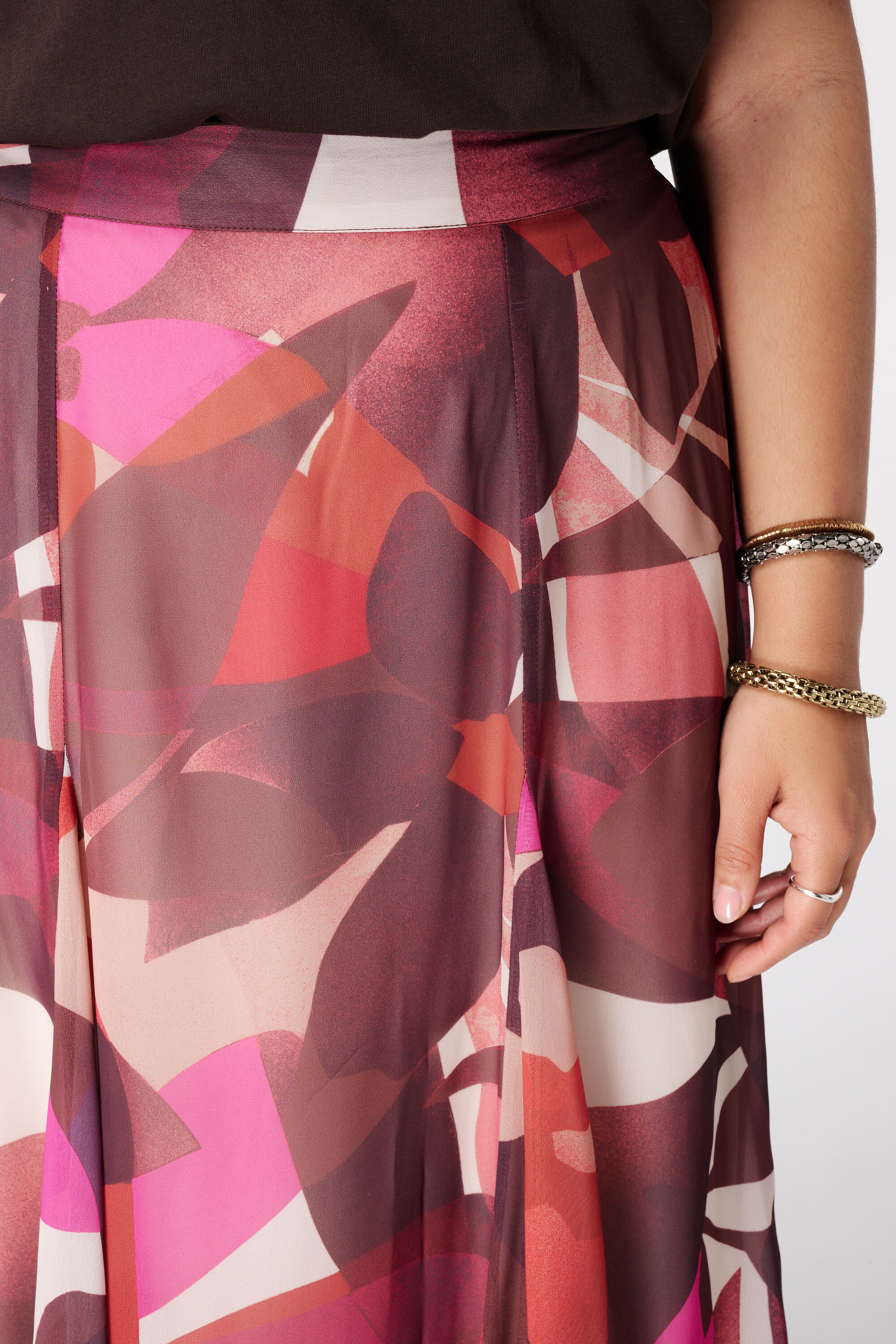 Satijnen midi rok met print image number 4