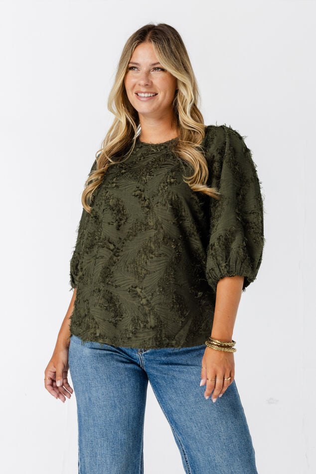 Blouse met korte pofmouw image number 0