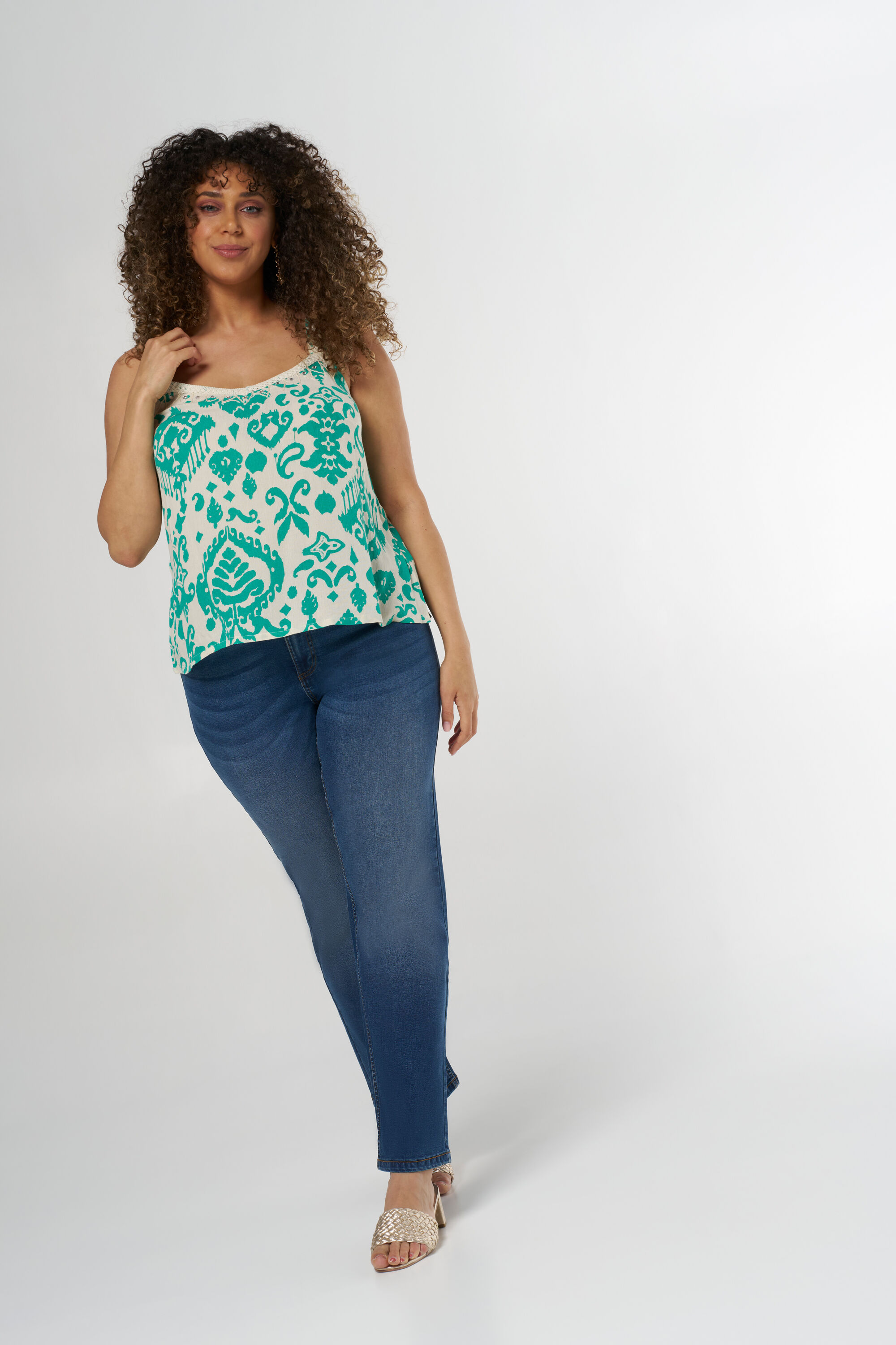 Mouwloze blouse met print image number 5