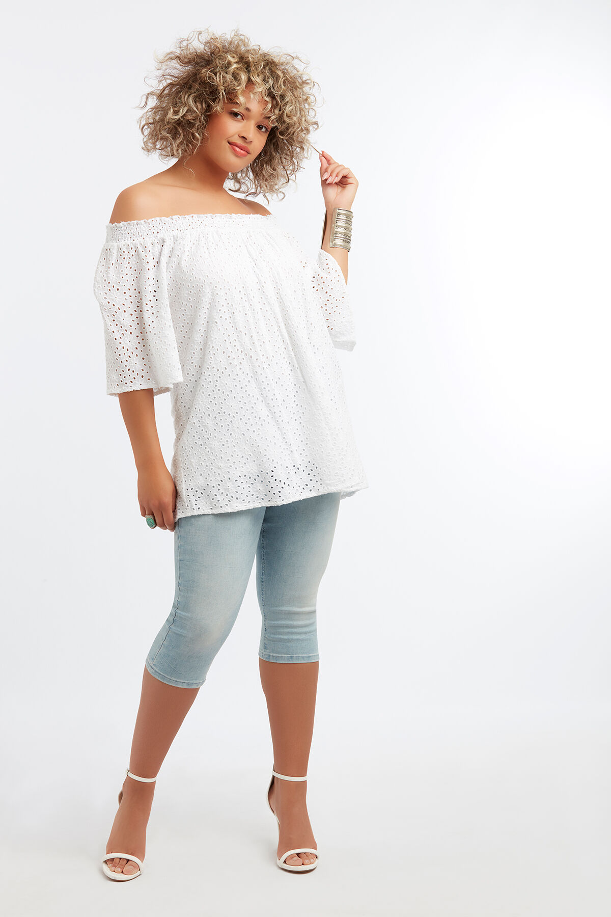 Blouse met broderie anglaise image number 3