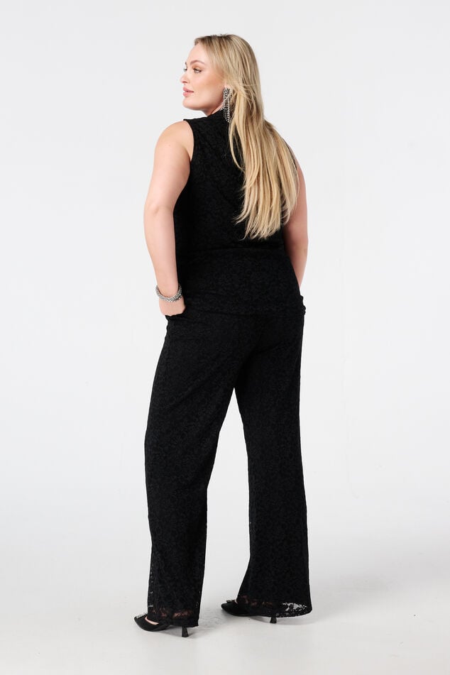 Wide leg broek van kant image number 3