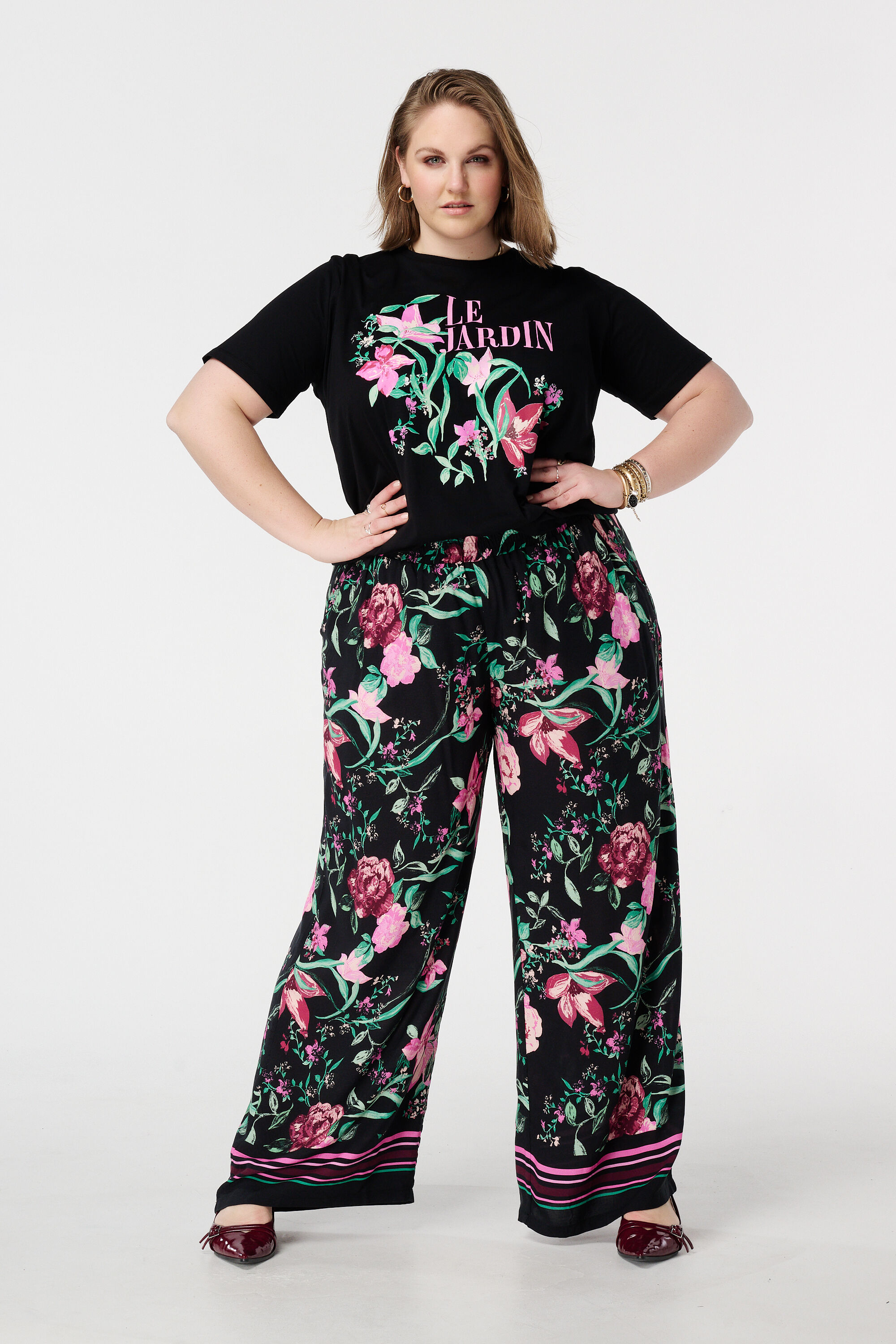 Wide leg broek met print