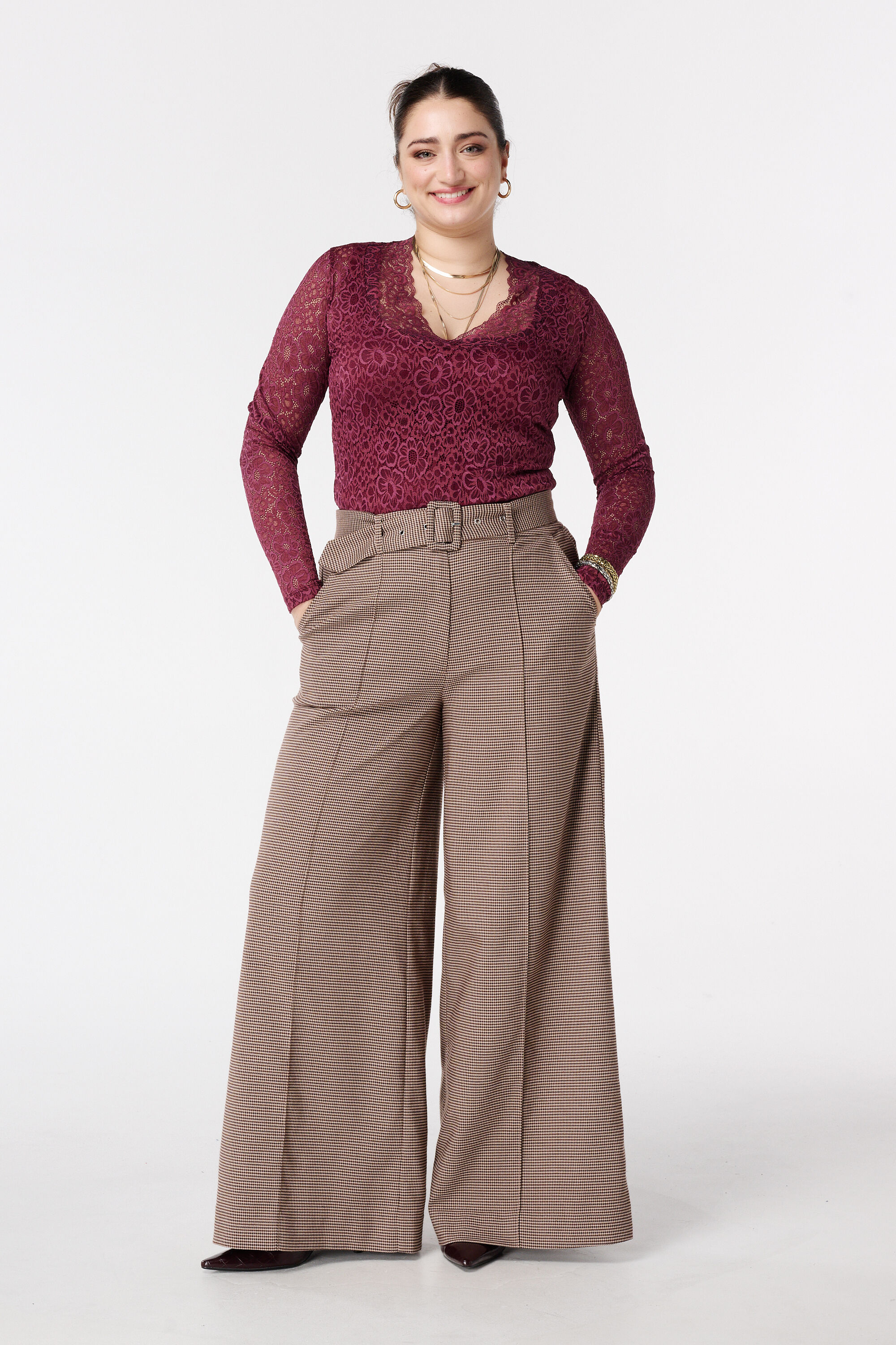 Wide leg broek met ceintuur