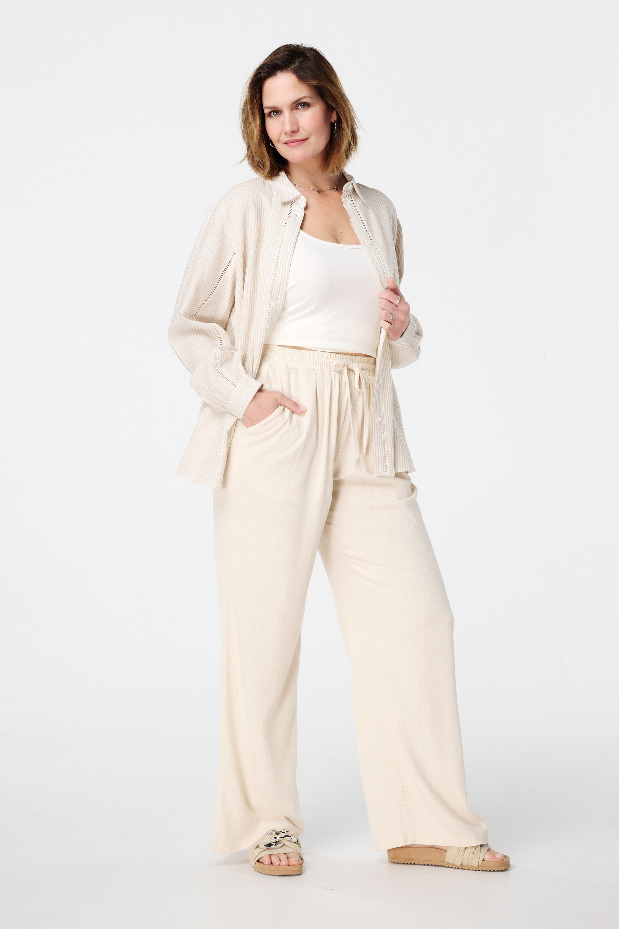 Linnen blouse met streeppatroon image number 5