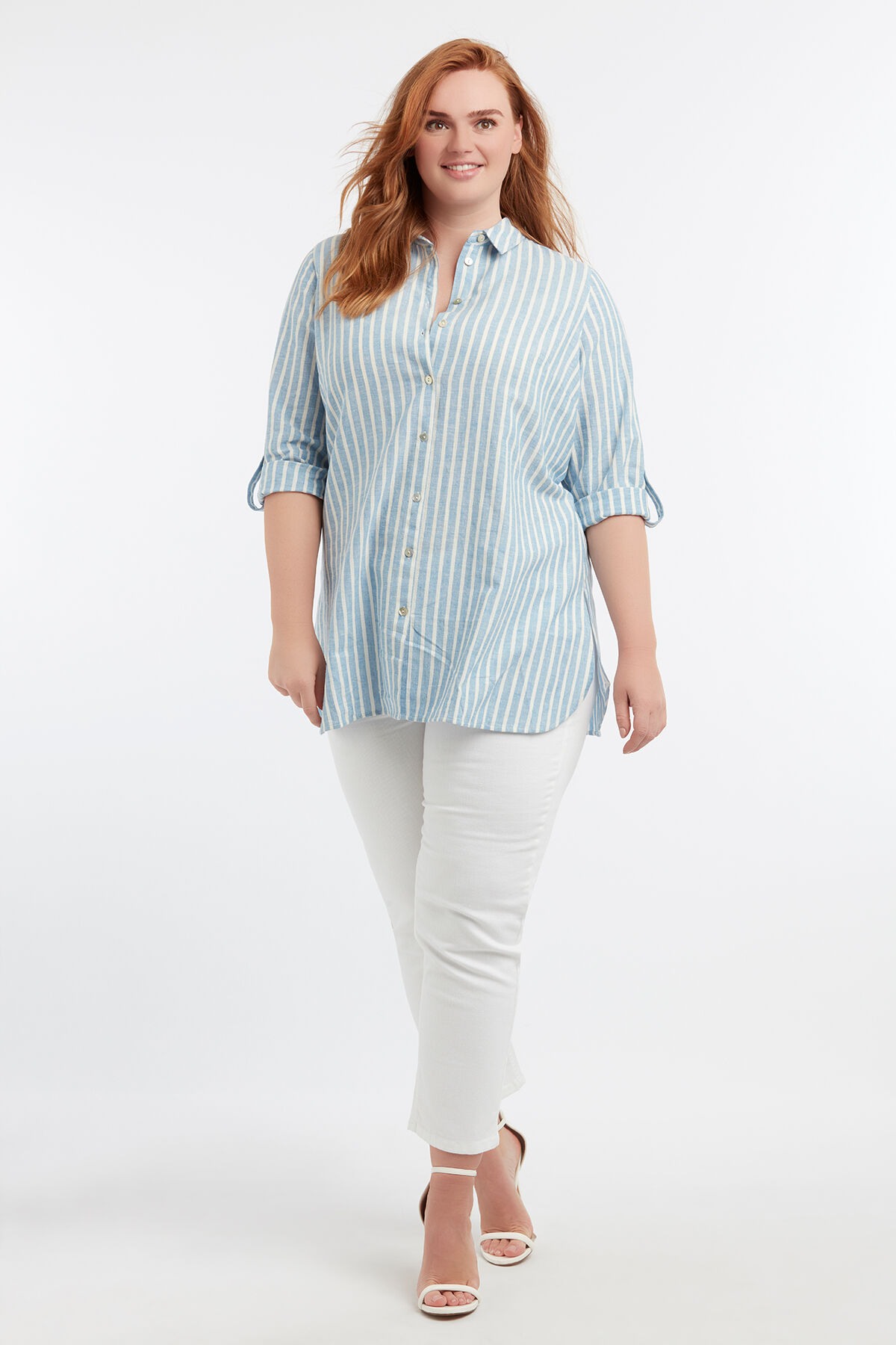 Gestreepte overhemdblouse image number 6