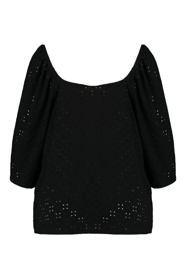 Broderie top met pofmouwen image number 2