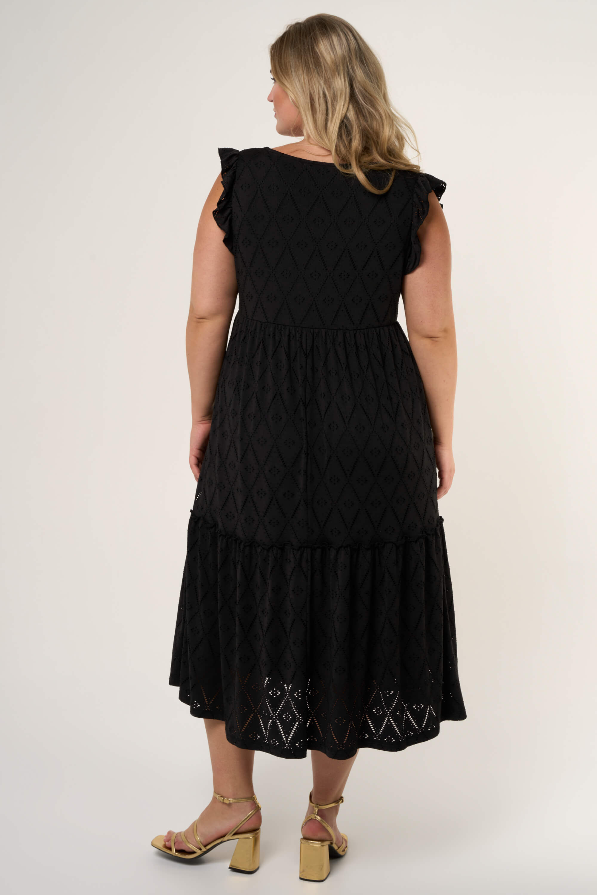 Midi jurk met broderie image number 4