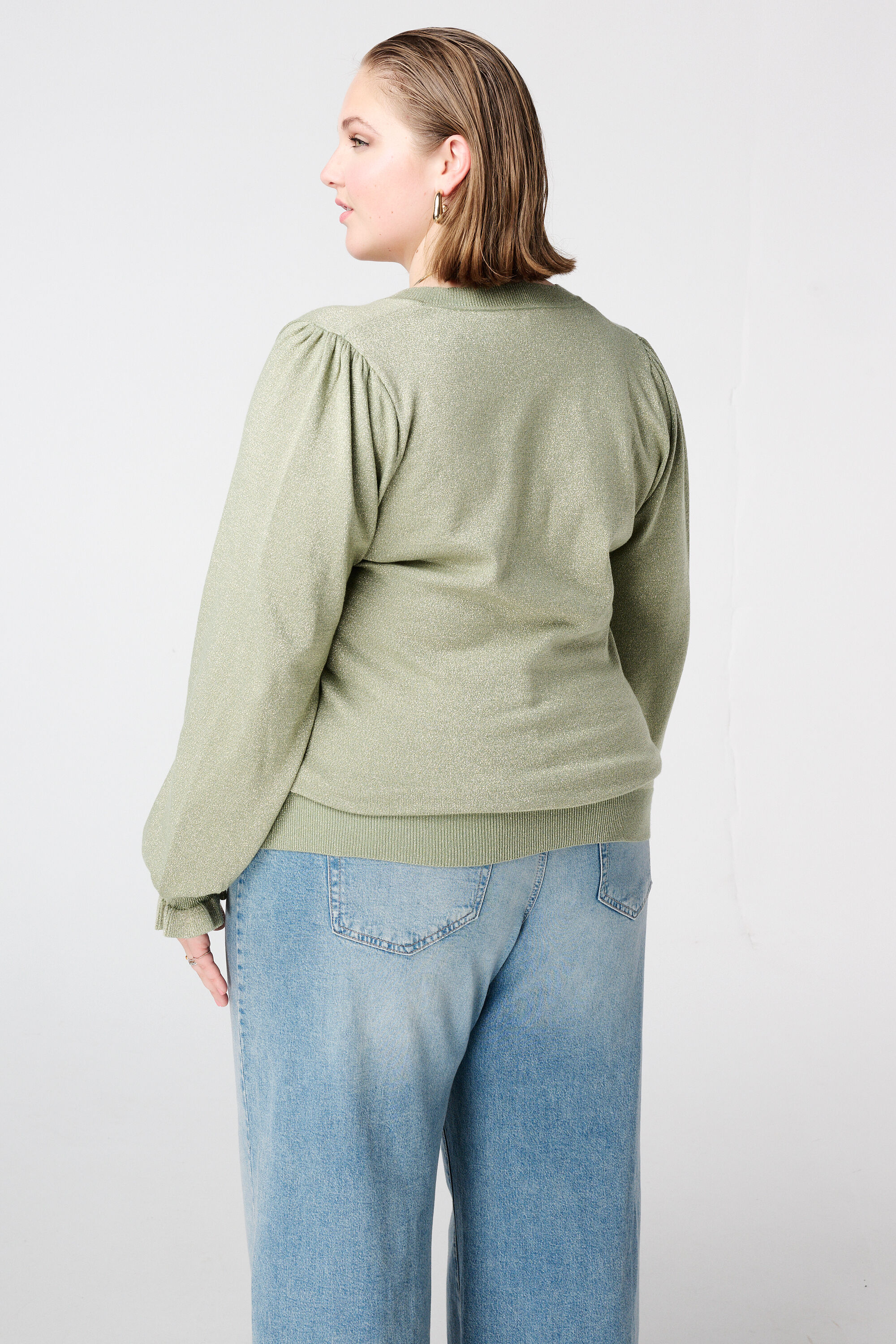 Lurex trui met ruffle mouw image number 3