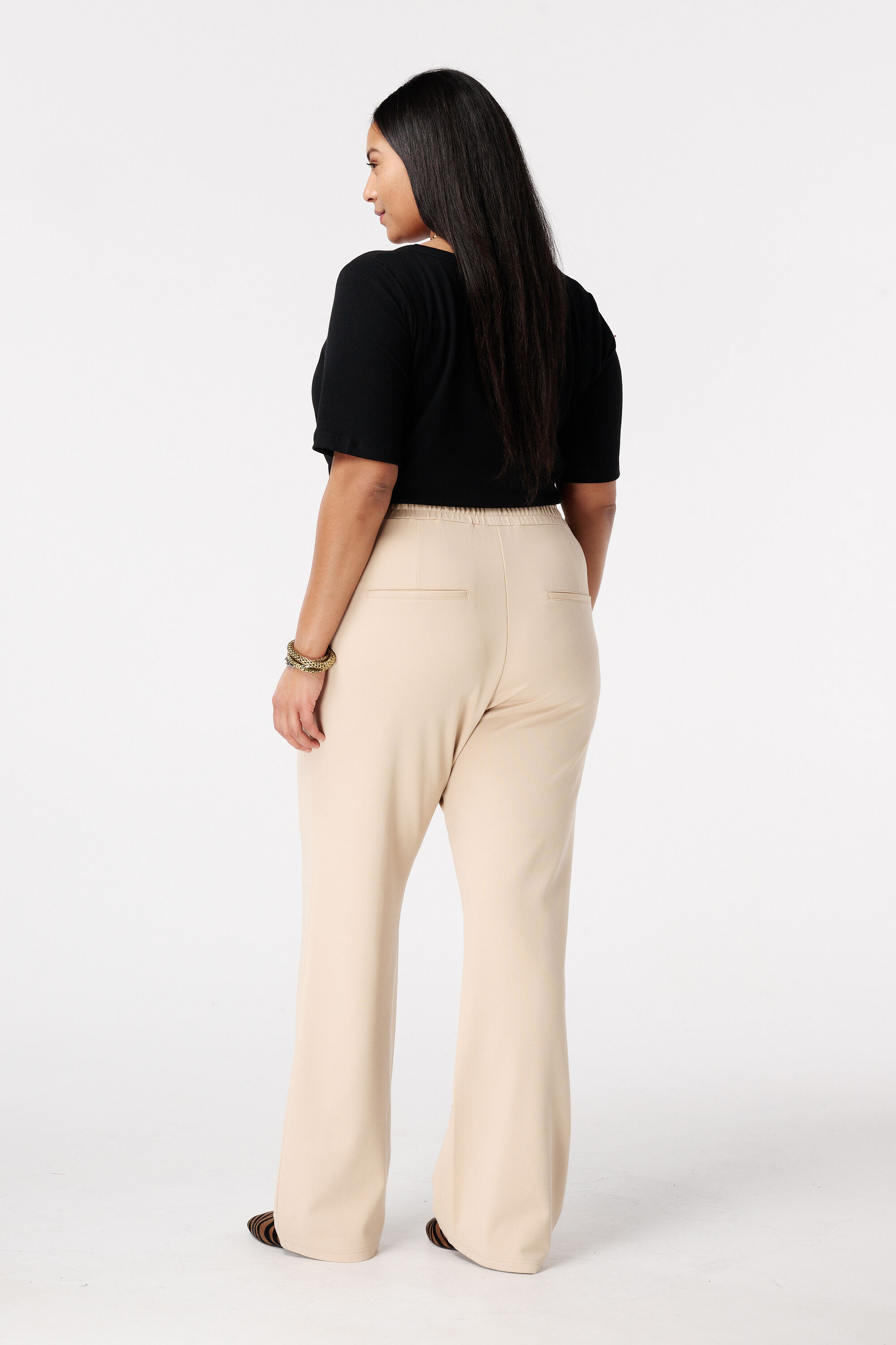 Wide leg pantalon met siernaden image number 3