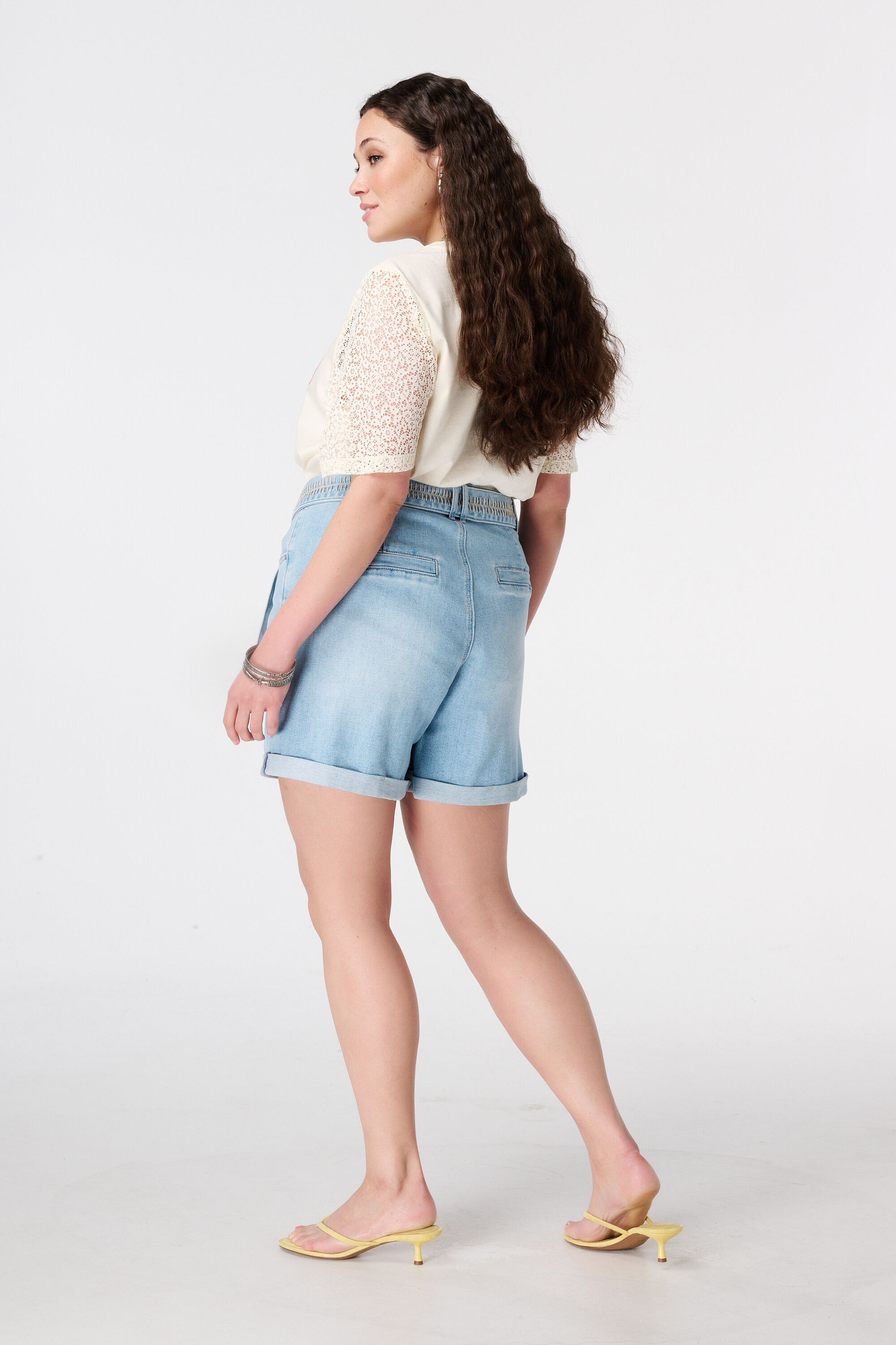 Denim short met tailleband image number 3