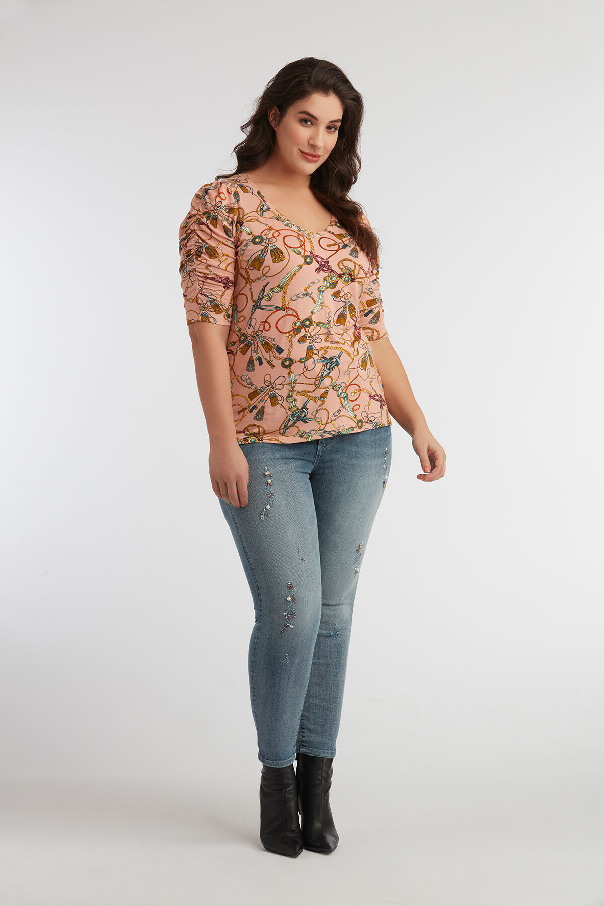 T-shirt met gerimpelde mouwen image number 3