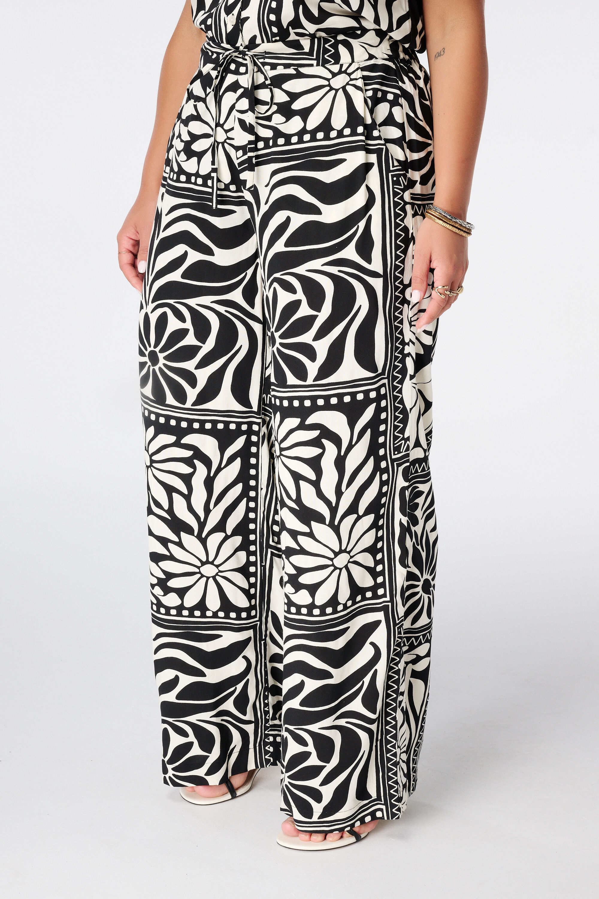 Wide leg broek met print image number 5