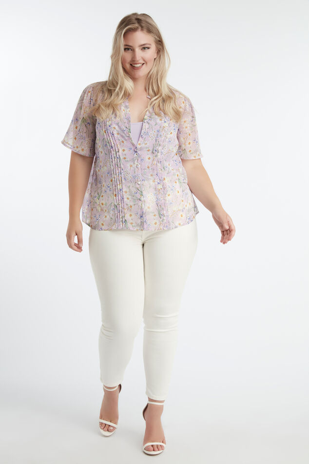 Blouse met bloemen en lurex details image number 3