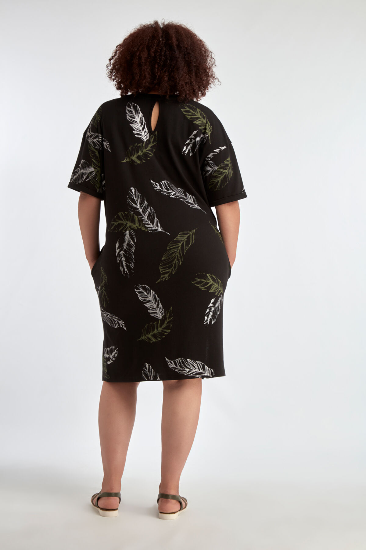 Casual jurk met print en glitter image number 3