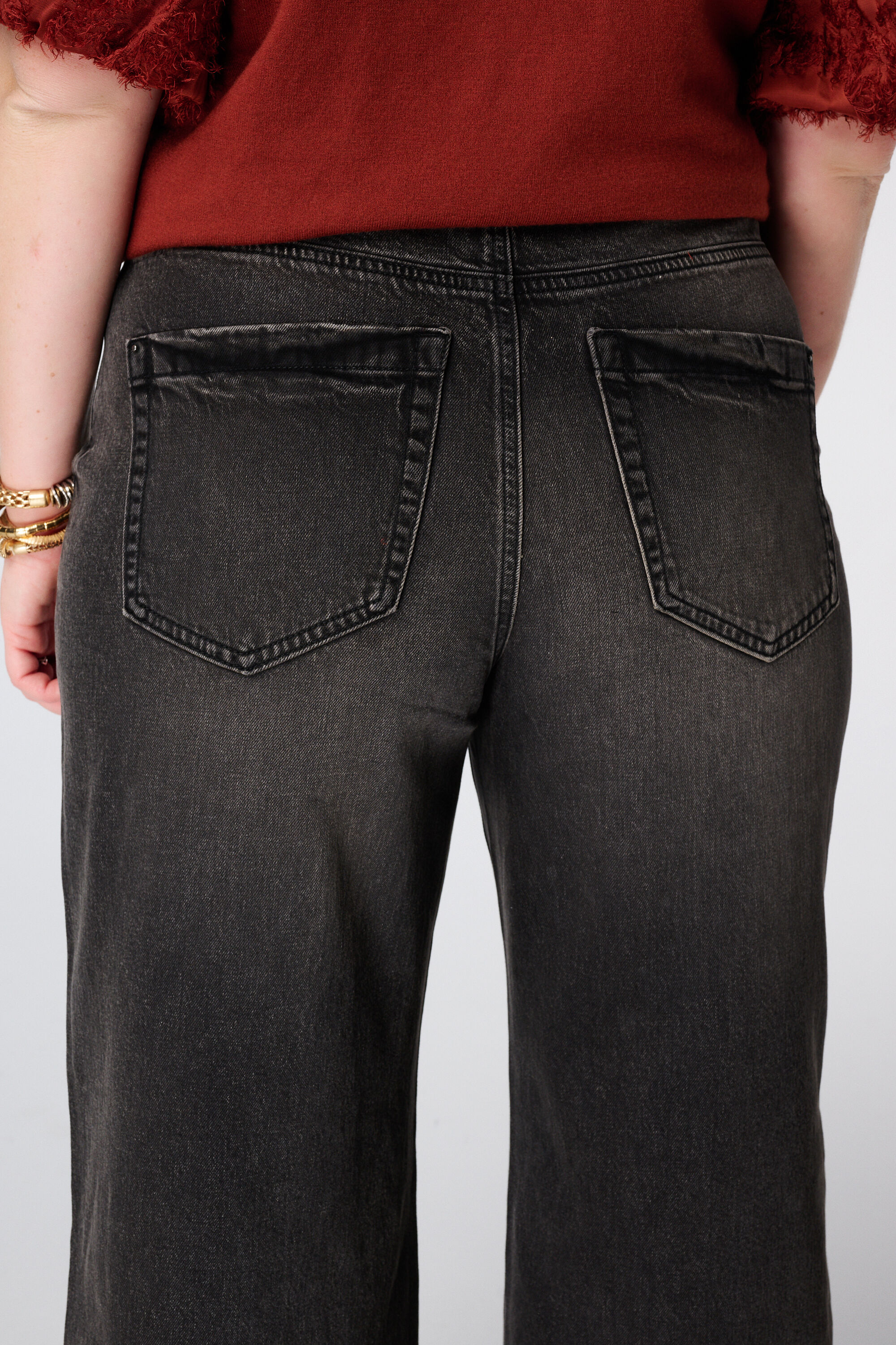 Wide leg jeans met hoge taille image number 4