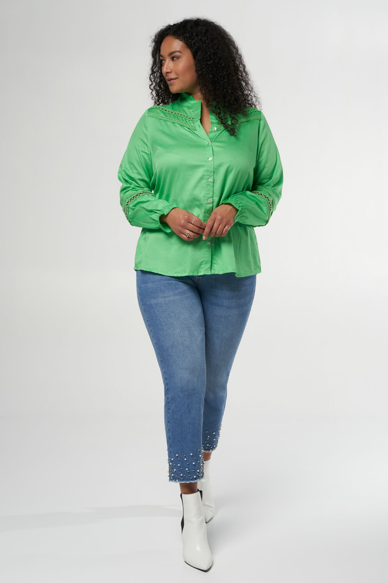 Blouse met details en opstaande kraag image number 5