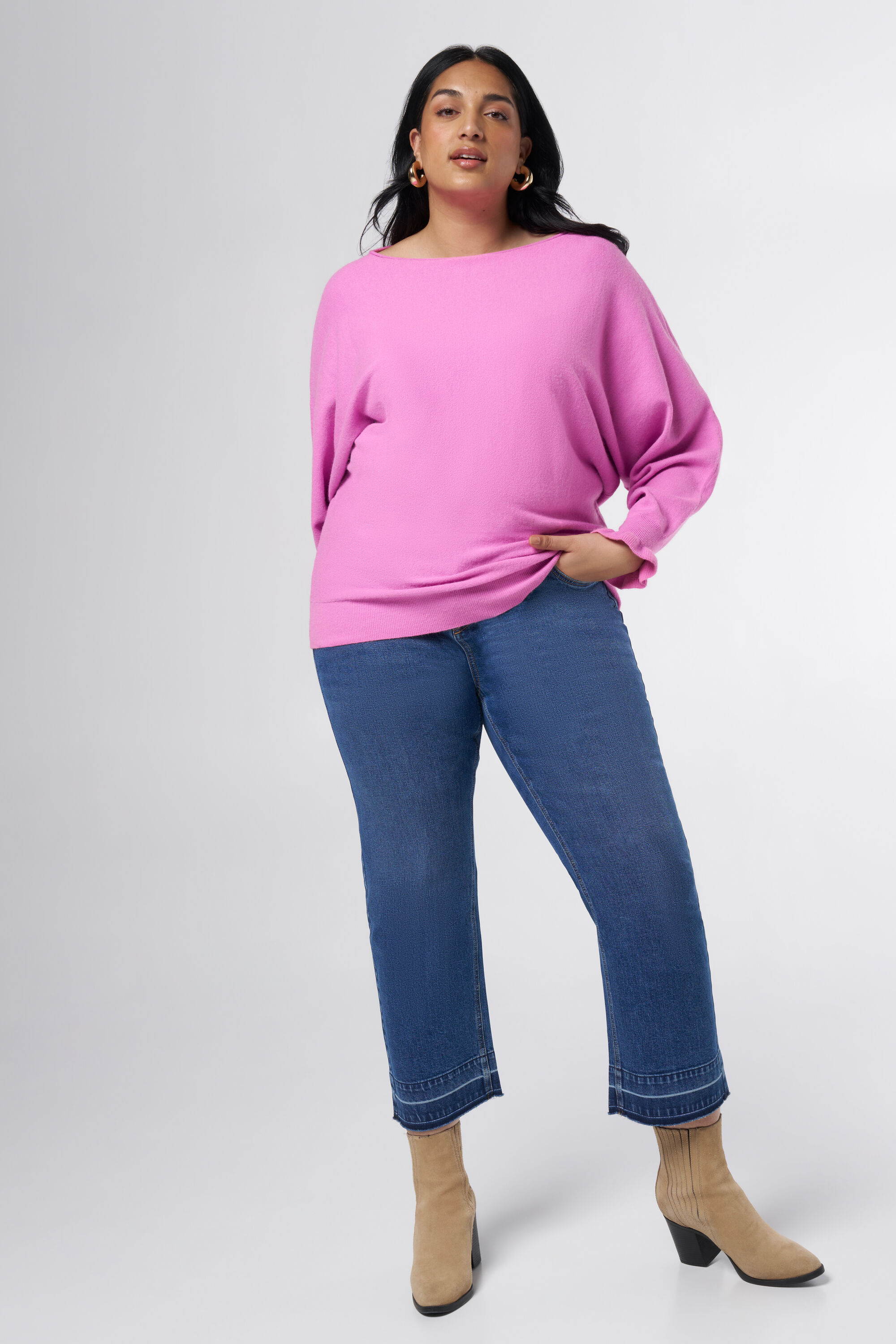 Gebreide trui met boothals image number 5