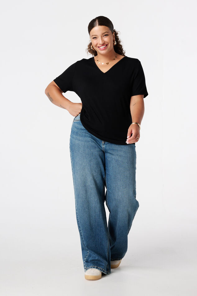 T-shirt met V-hals image number 5