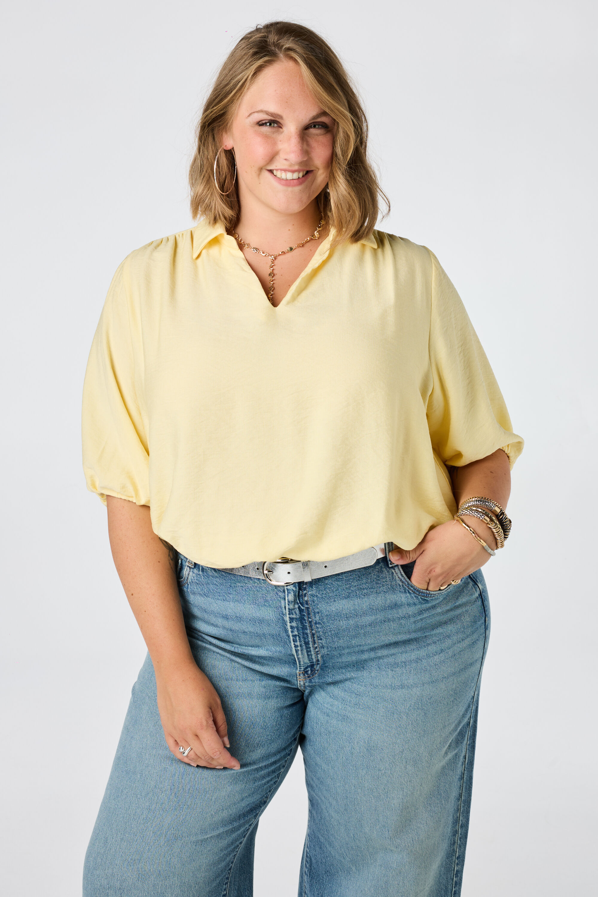 Blouse met pofmouwen