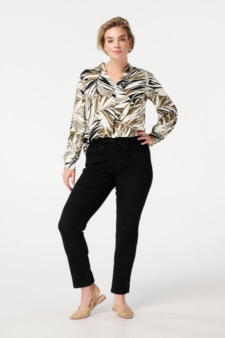 Straight leg jeans met elastische taille Straight leg jeans met elastische taille