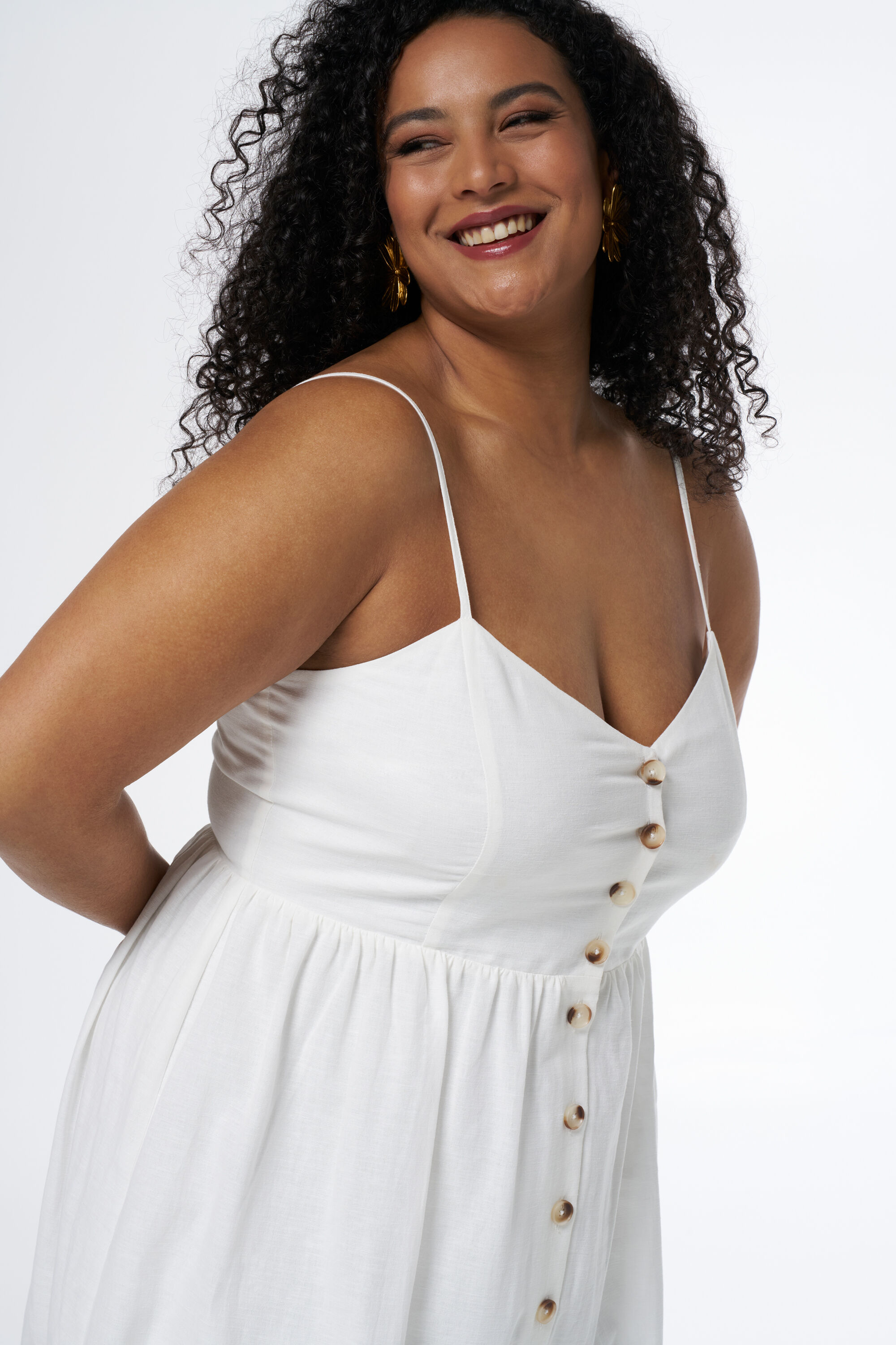 Midi jurk met knopen en print image number 5