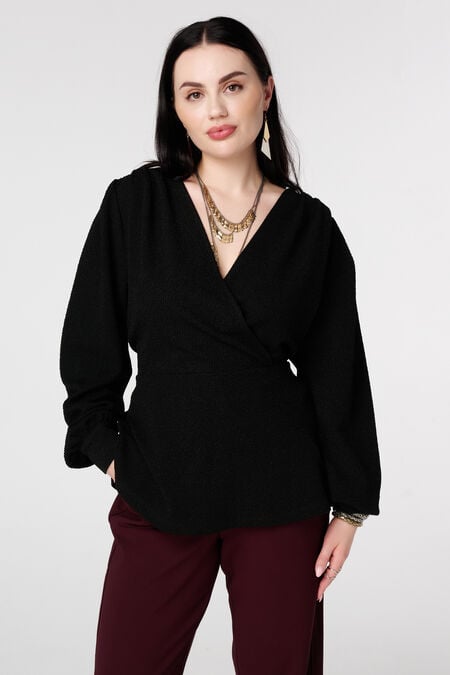 Glitter top met overslag look Glitter top met overslag look