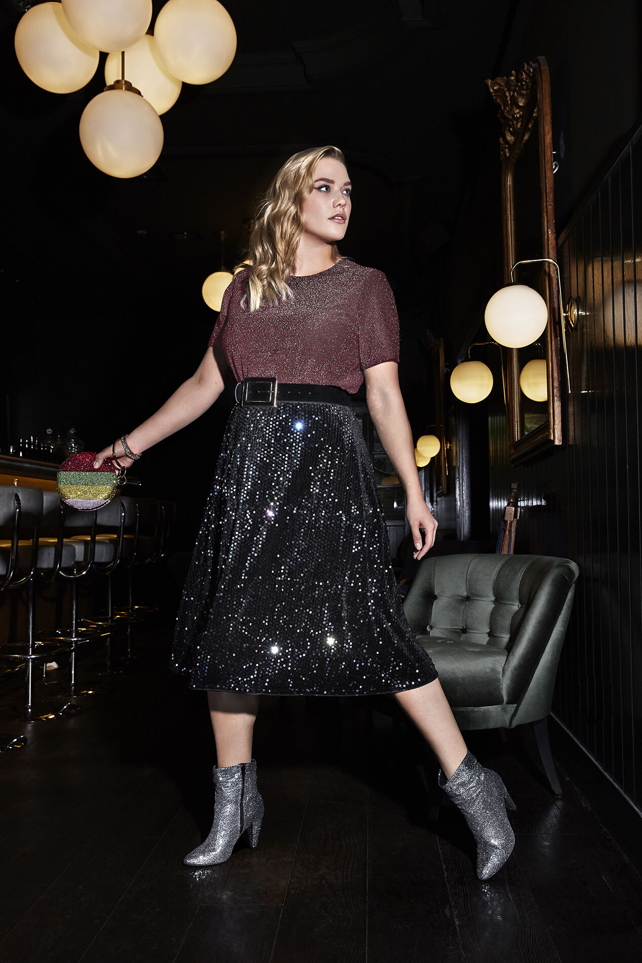 Glitter rok dames sales