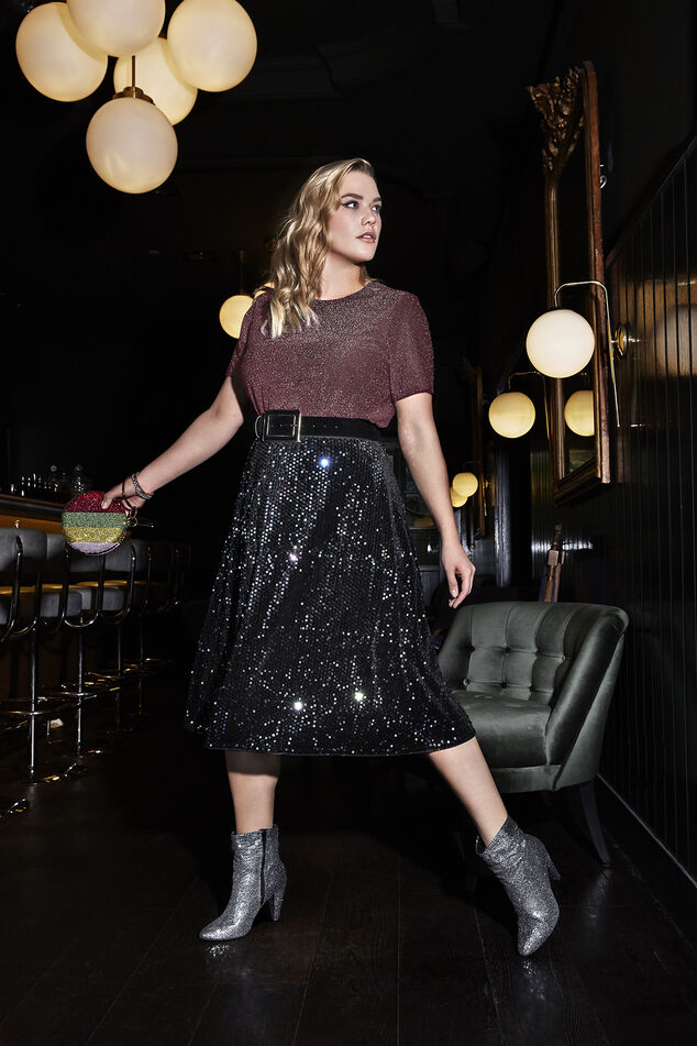 Lange glitter rok met pailletten image number 6