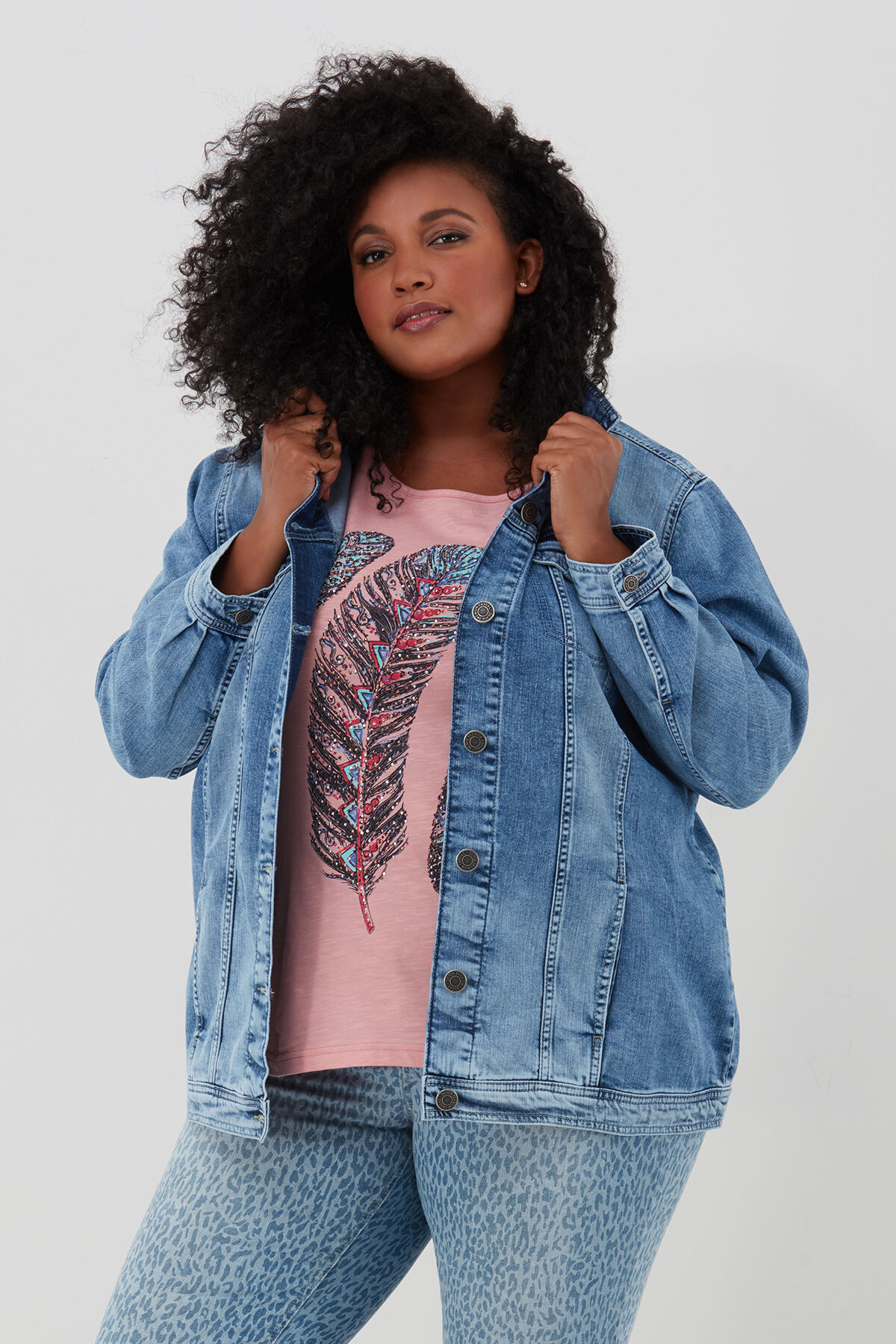 Lang oversized spijkerjack image number 0