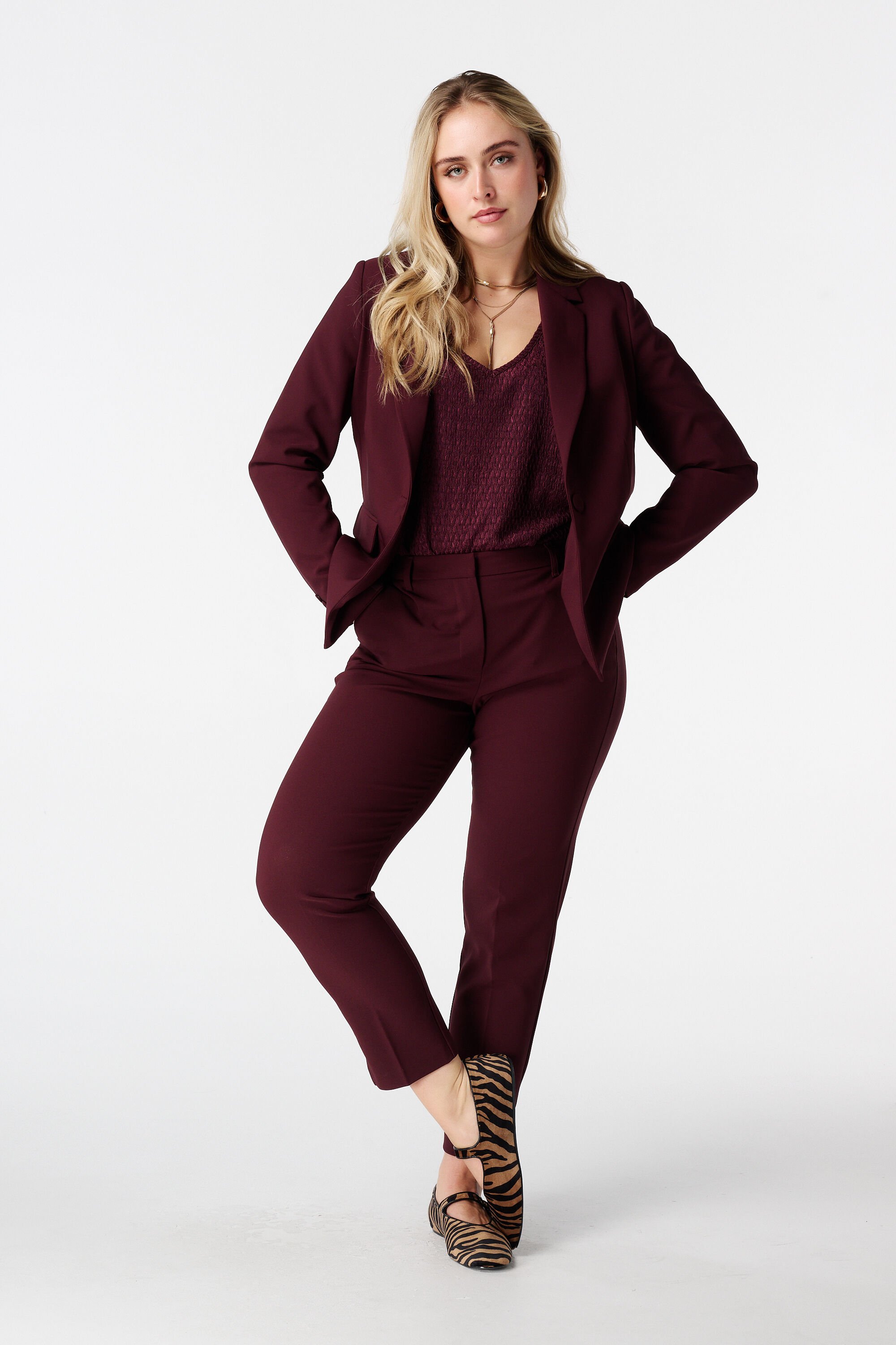 Straight leg pantalon met elastische taille