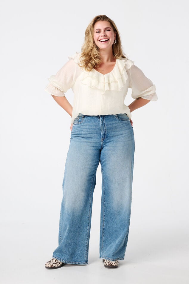Wide leg jeans met hoge taille image number 0