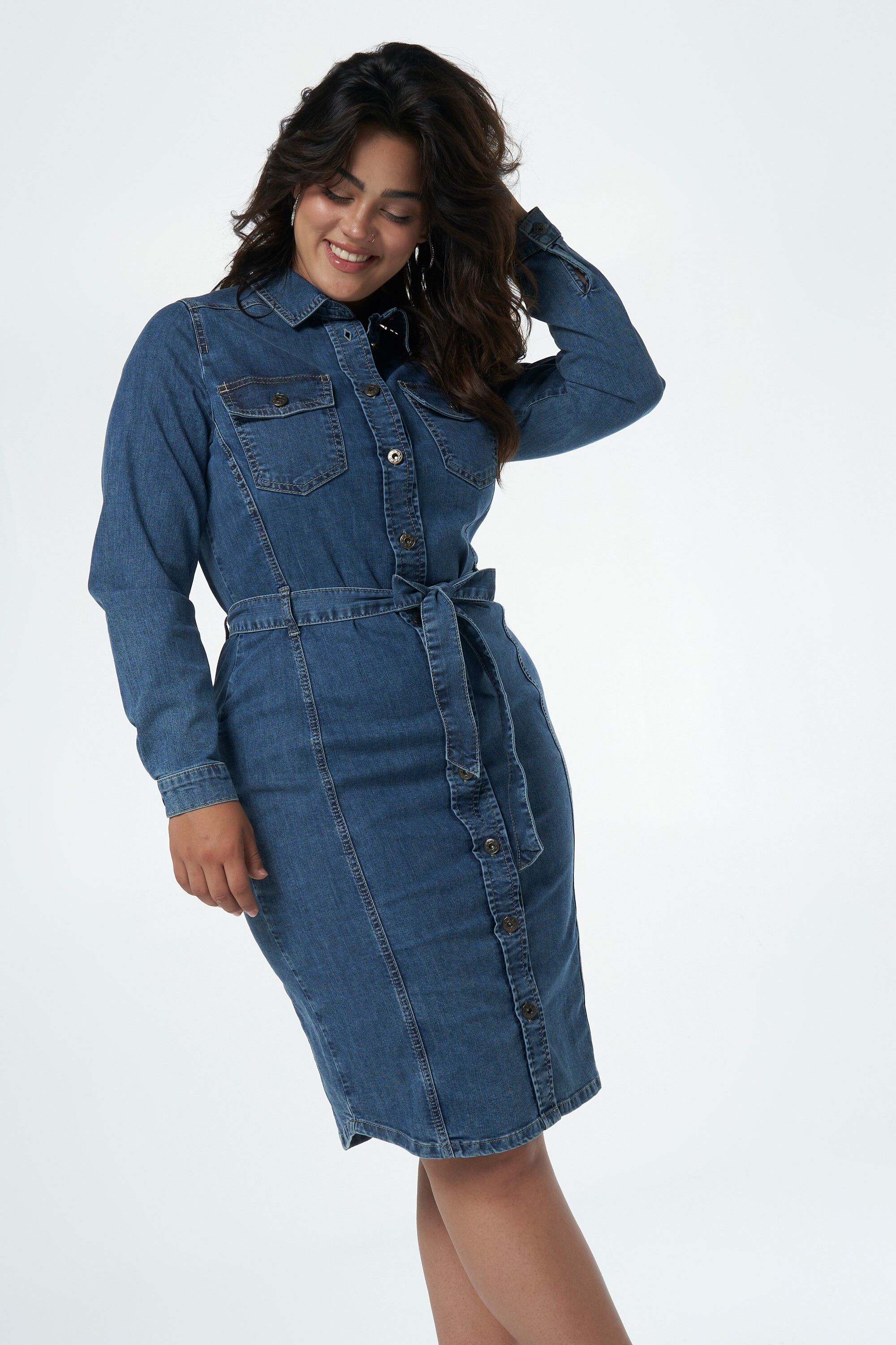 Denim doorknoopjurk image number 5