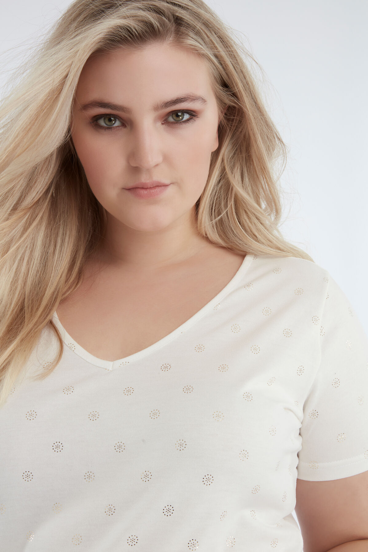 &Eacute;cru T-shirt met foil print image number 3