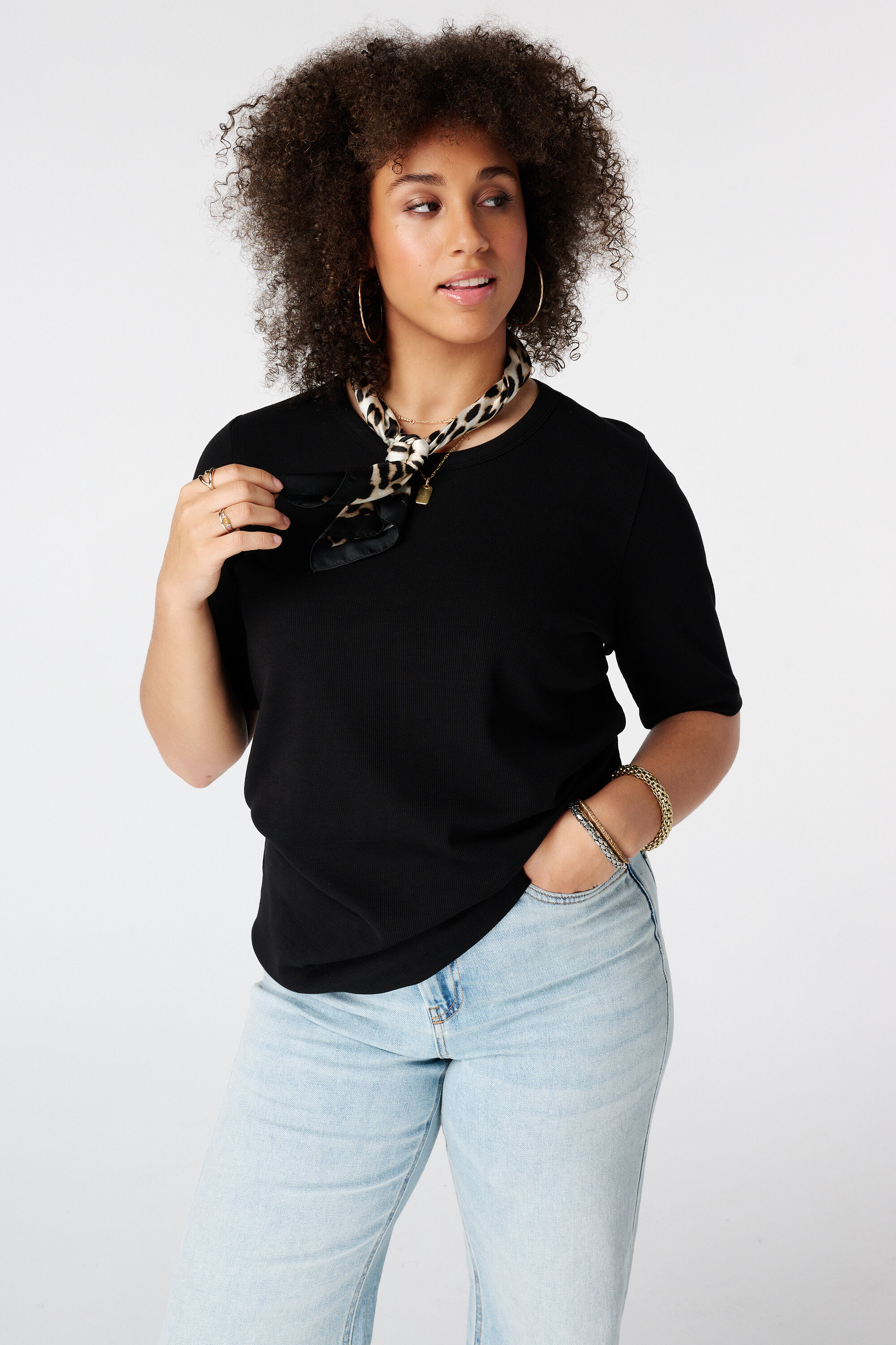 Basic top van ribstof
