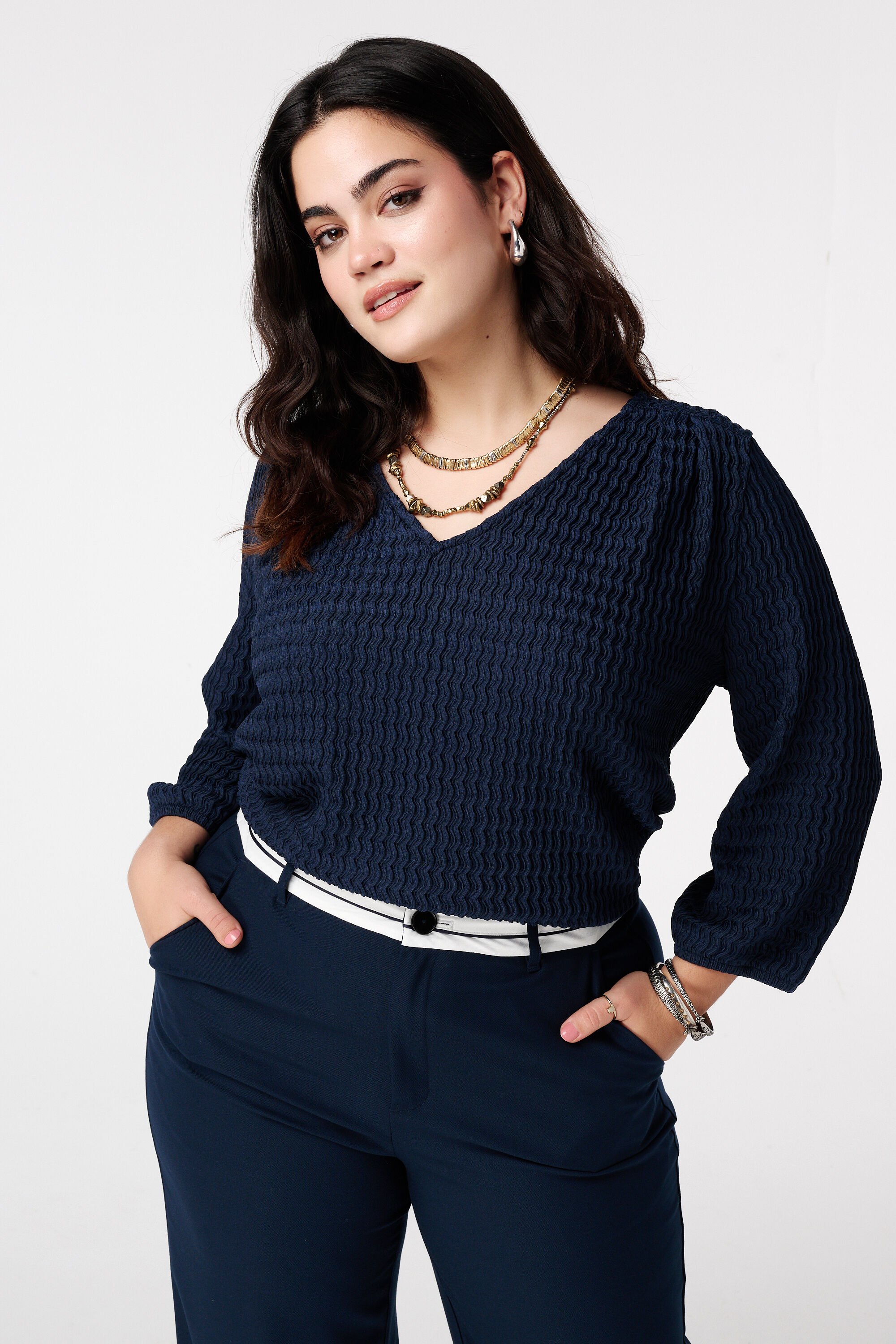 Jersey top in structuur