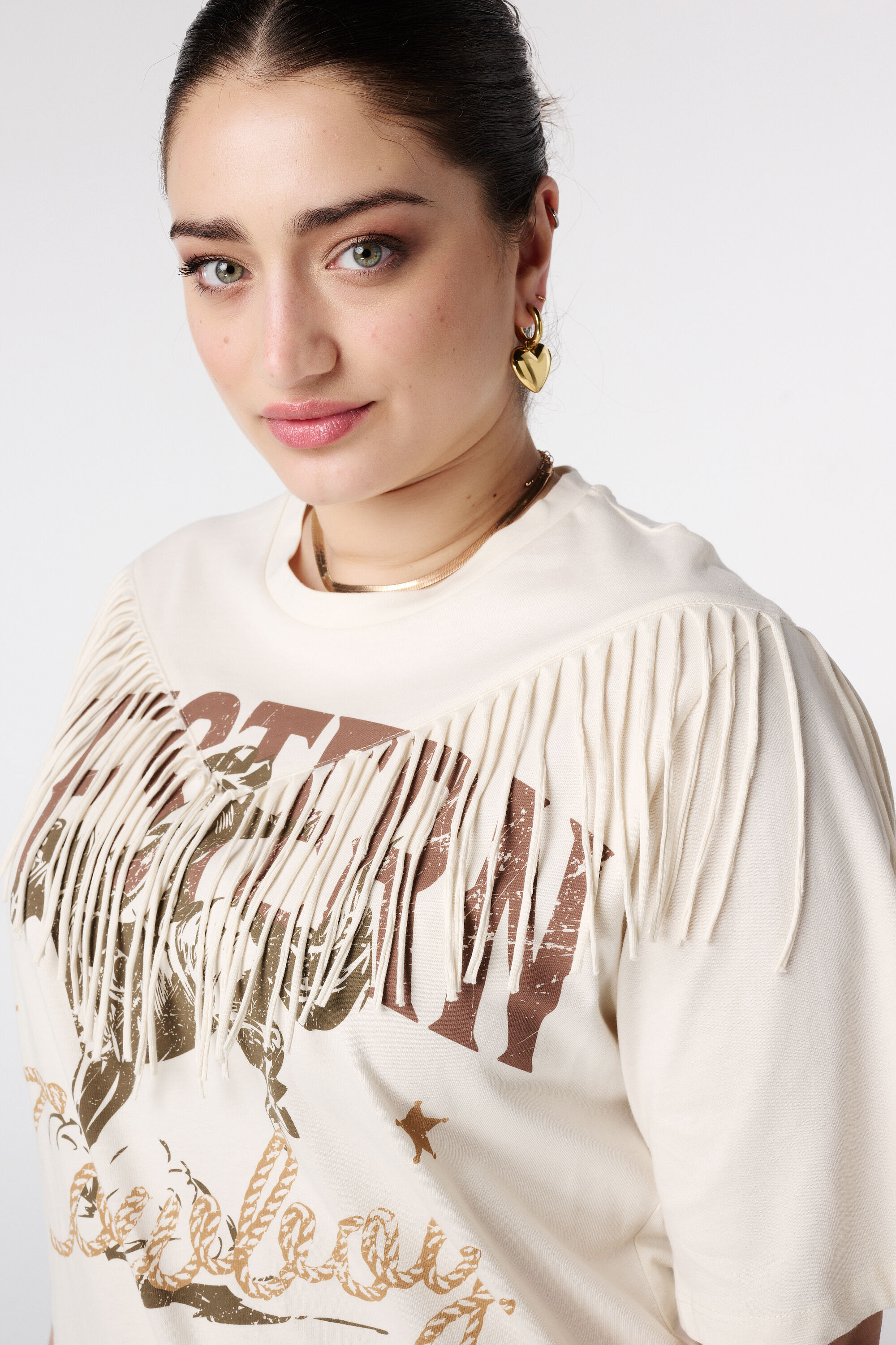 T-shirt met franjes image number 4