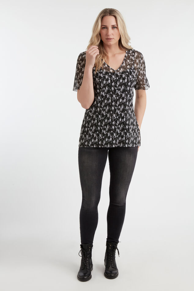 Plissé top met print image number 3