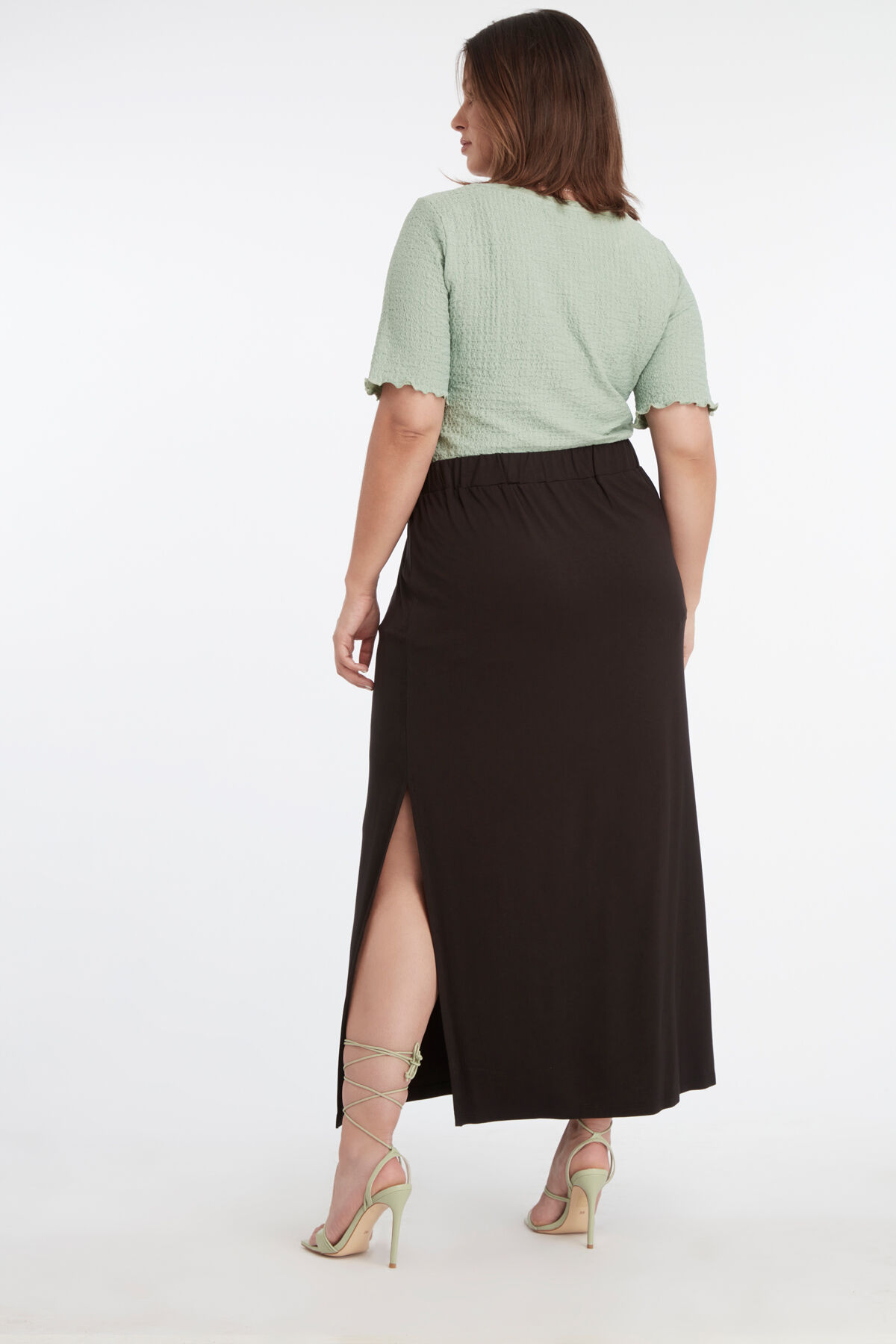 Lange effen rok met split image number 4