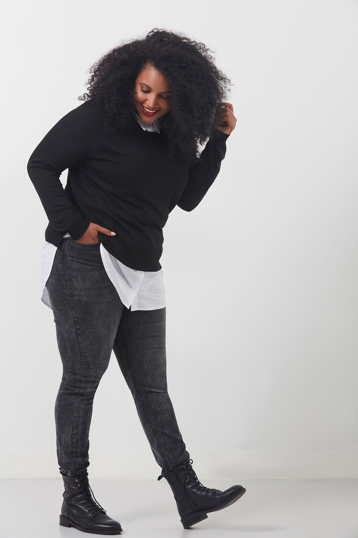 Trui met blousekraag dames sale