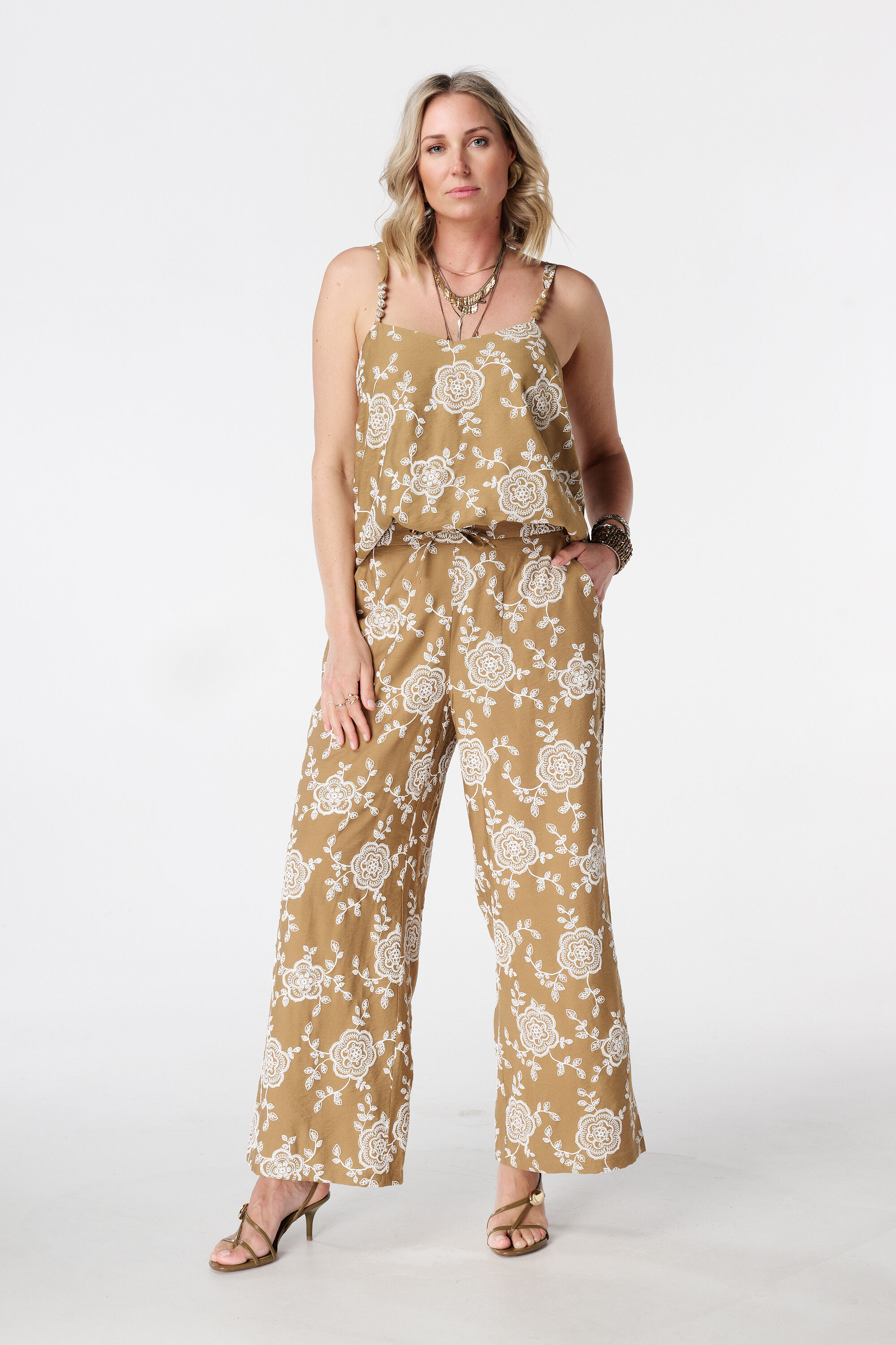 Wide leg broek met print