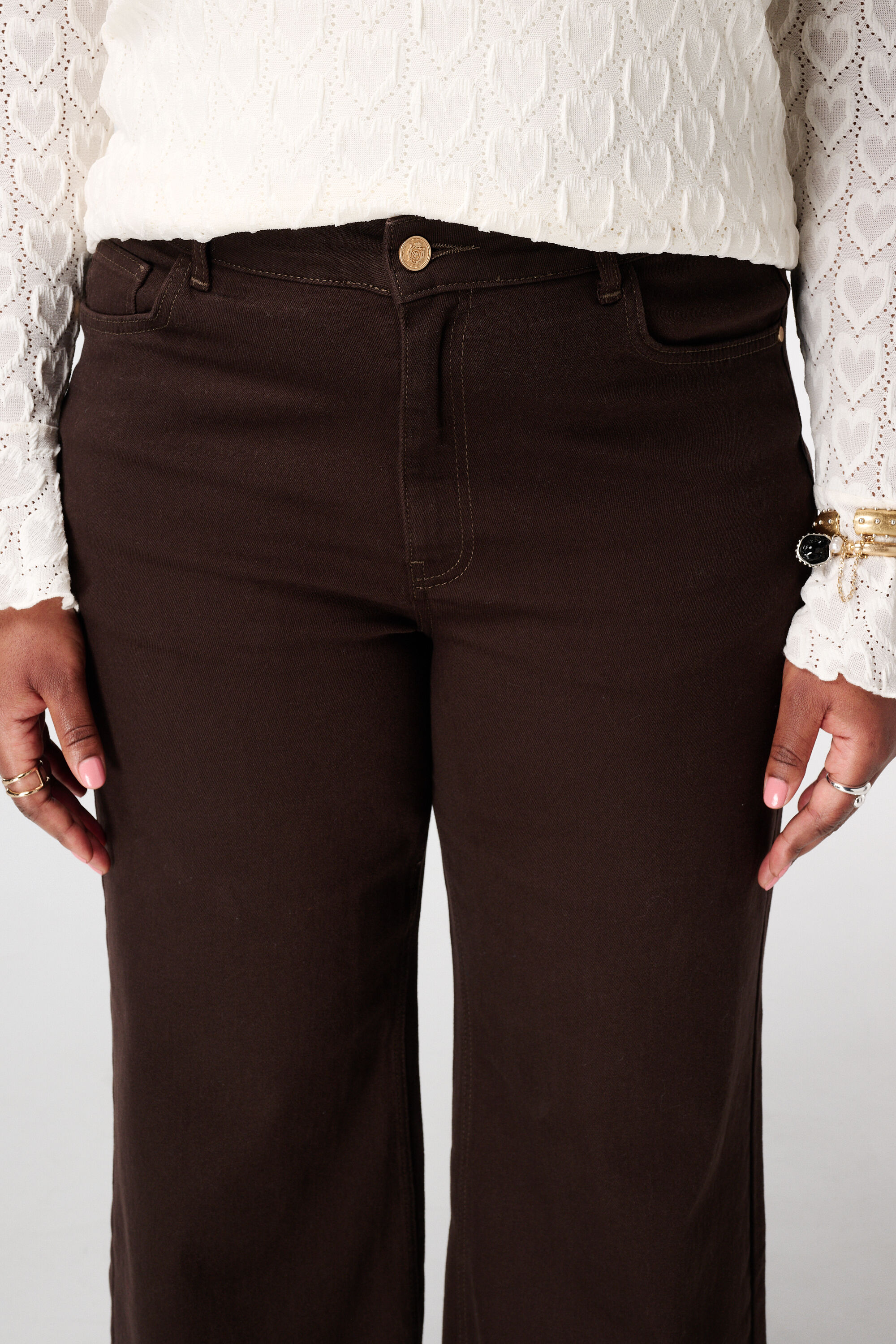 Wide leg jeans met hoge taille image number 4