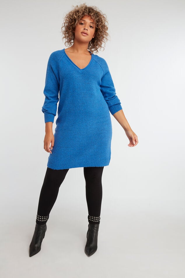 Trui jurk met V-hals image number 4