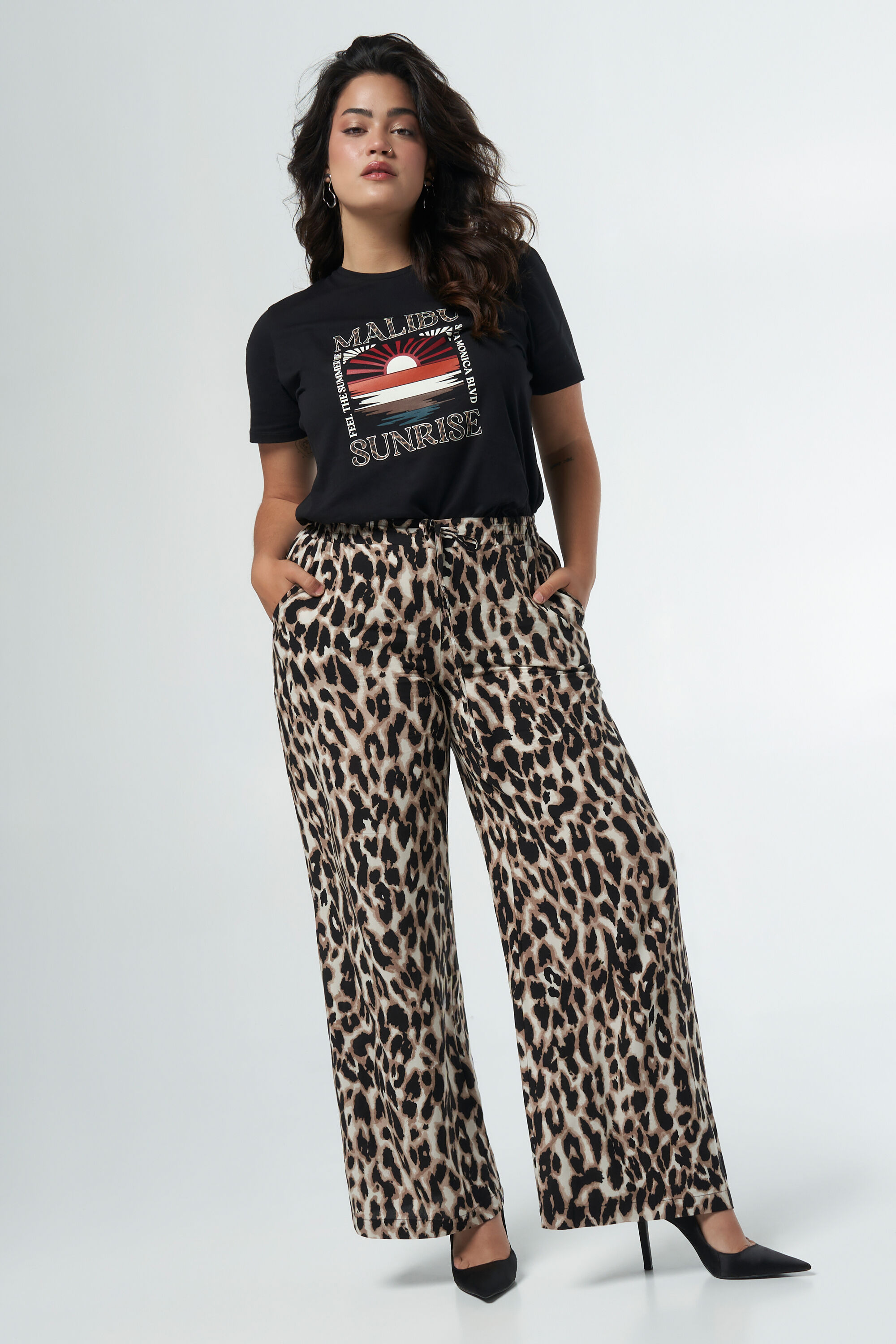 Dames Broek met print Multi brown MS Mode